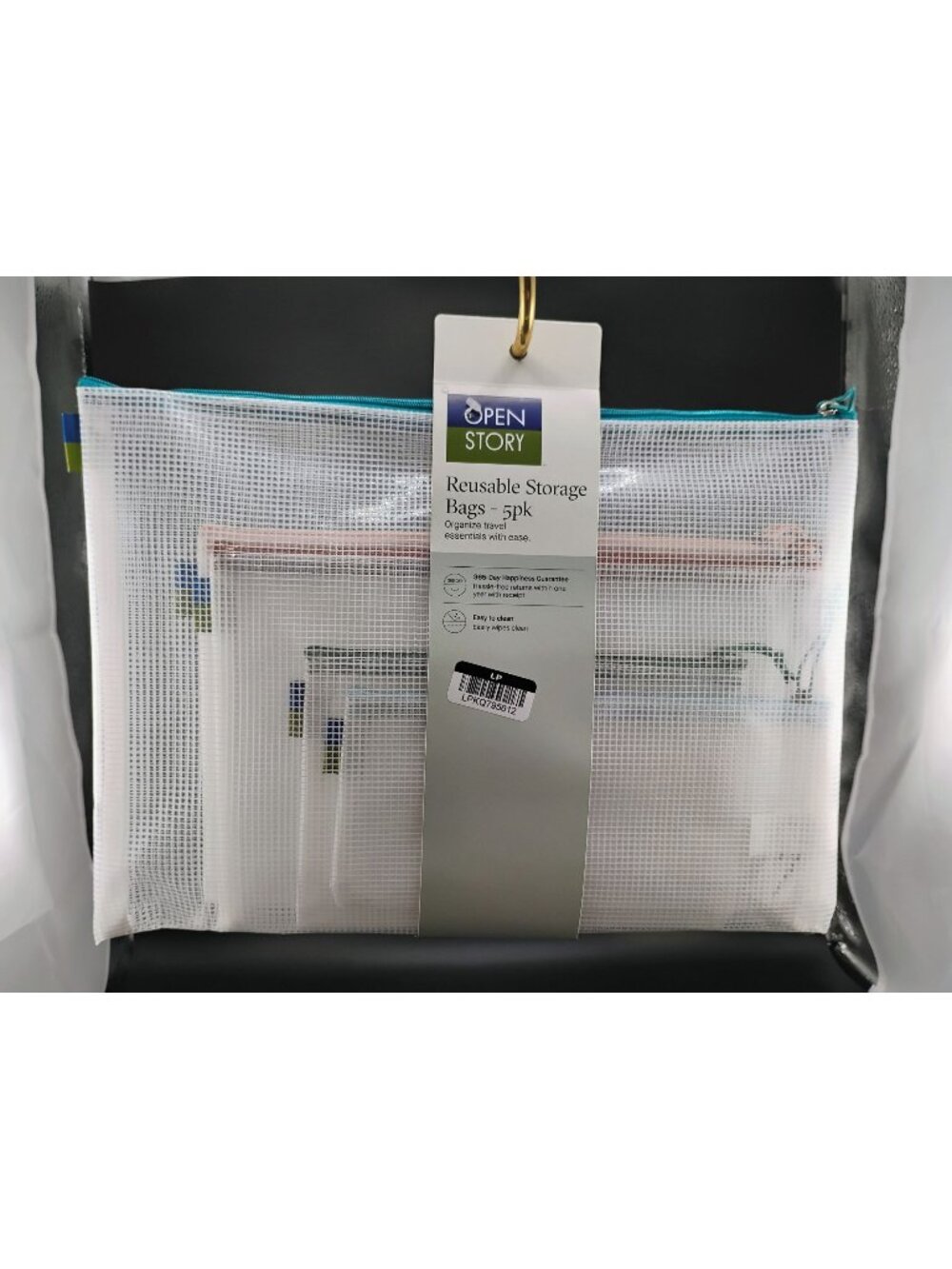 Open Story Reusable Storage Bags 5-Pack White Mesh Design